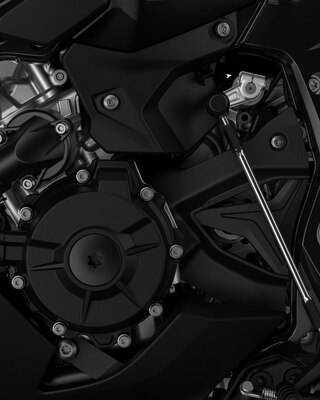 We see a close-up of the engine