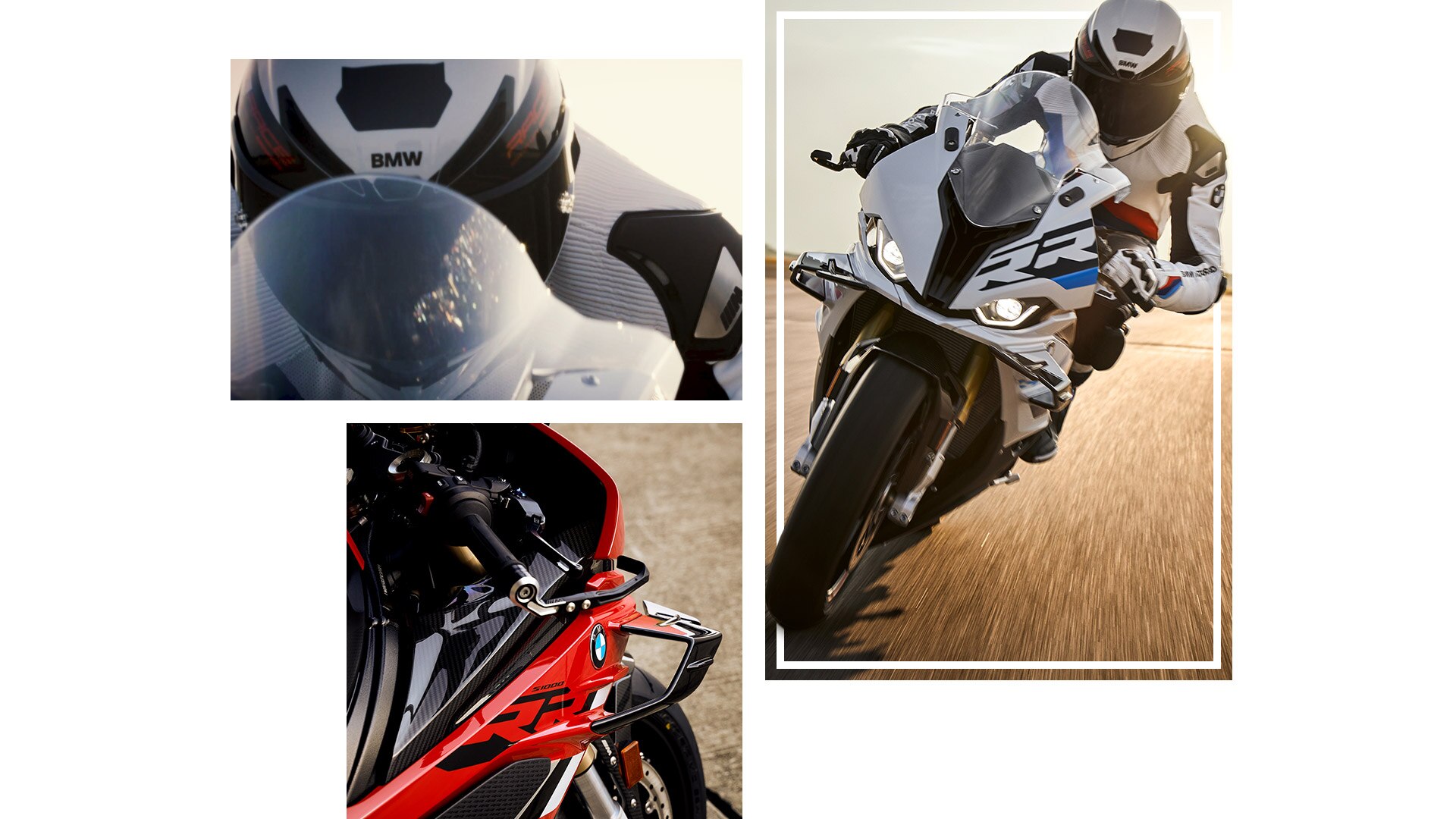 Collage shots showing the moving S 1000 RR